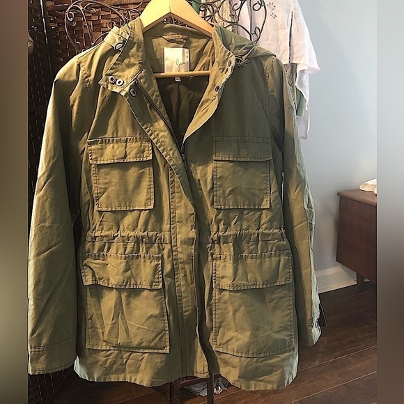 JOIE hooded Cotton blend cargo coat - Picture 1 of 5